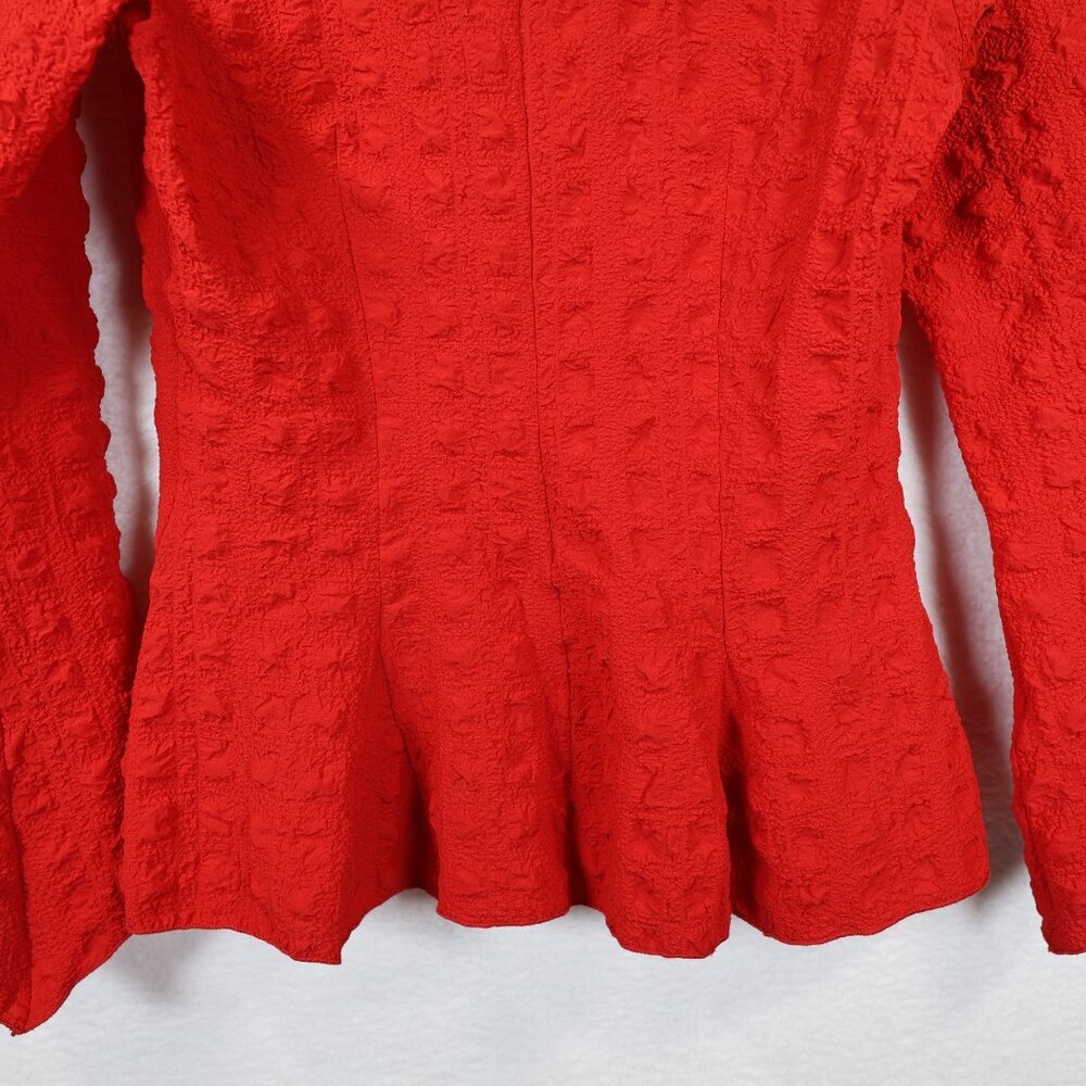 Courtney Washington Textured Split Bell Sleeve Pullover Stretchy Size S Red - Picture 4 of 9